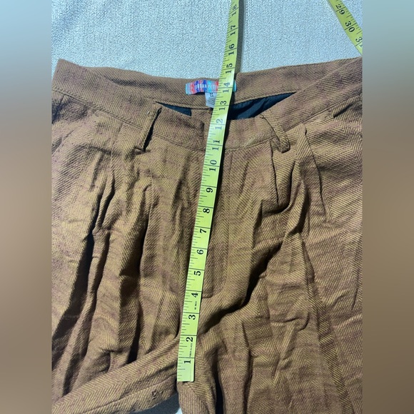 Urban Outfitters Brown Chevron Stitch High Waist Wide Leg Trousers - Picture 14 of 14